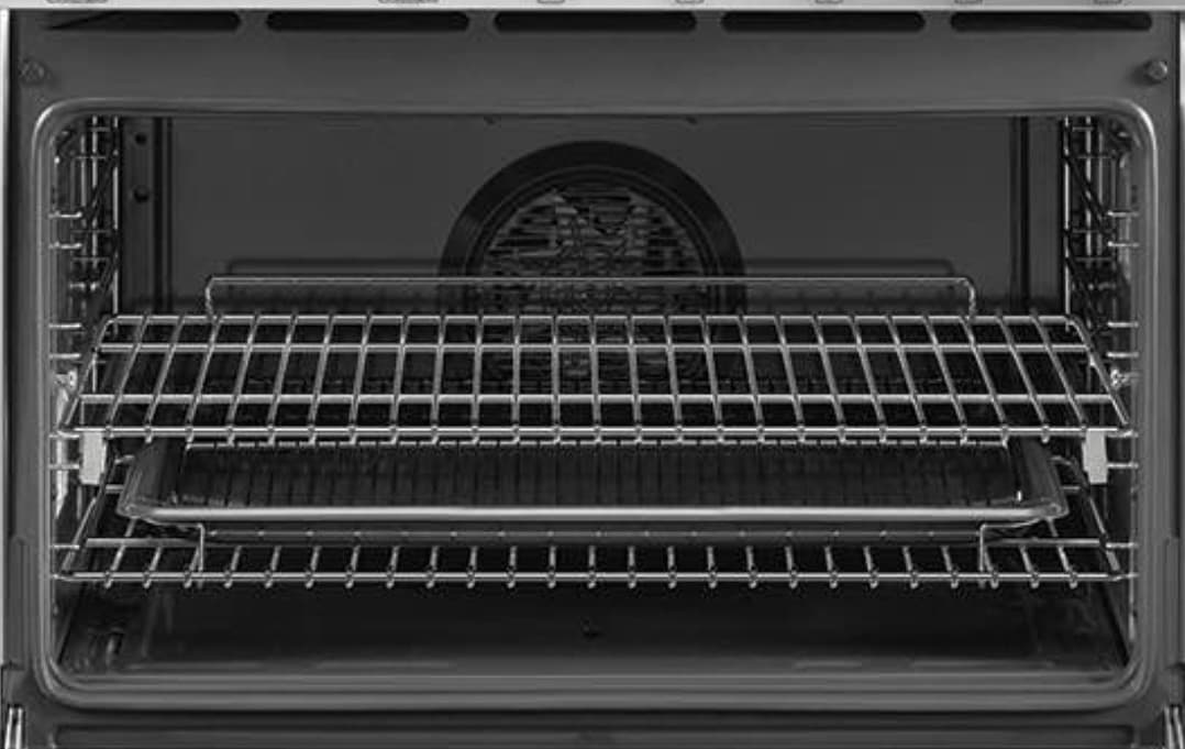 Welded wire oven racks inside a commercial oven